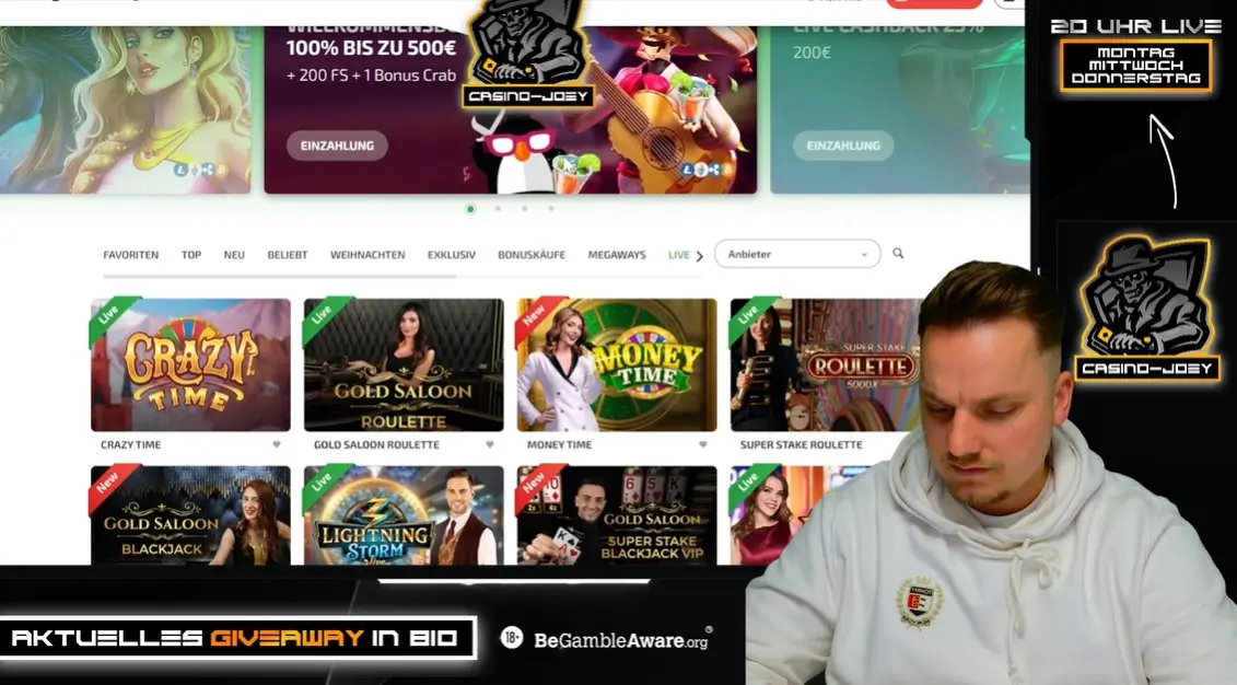 CASINOJOEY Casino Streamer auf Twitch und Kick